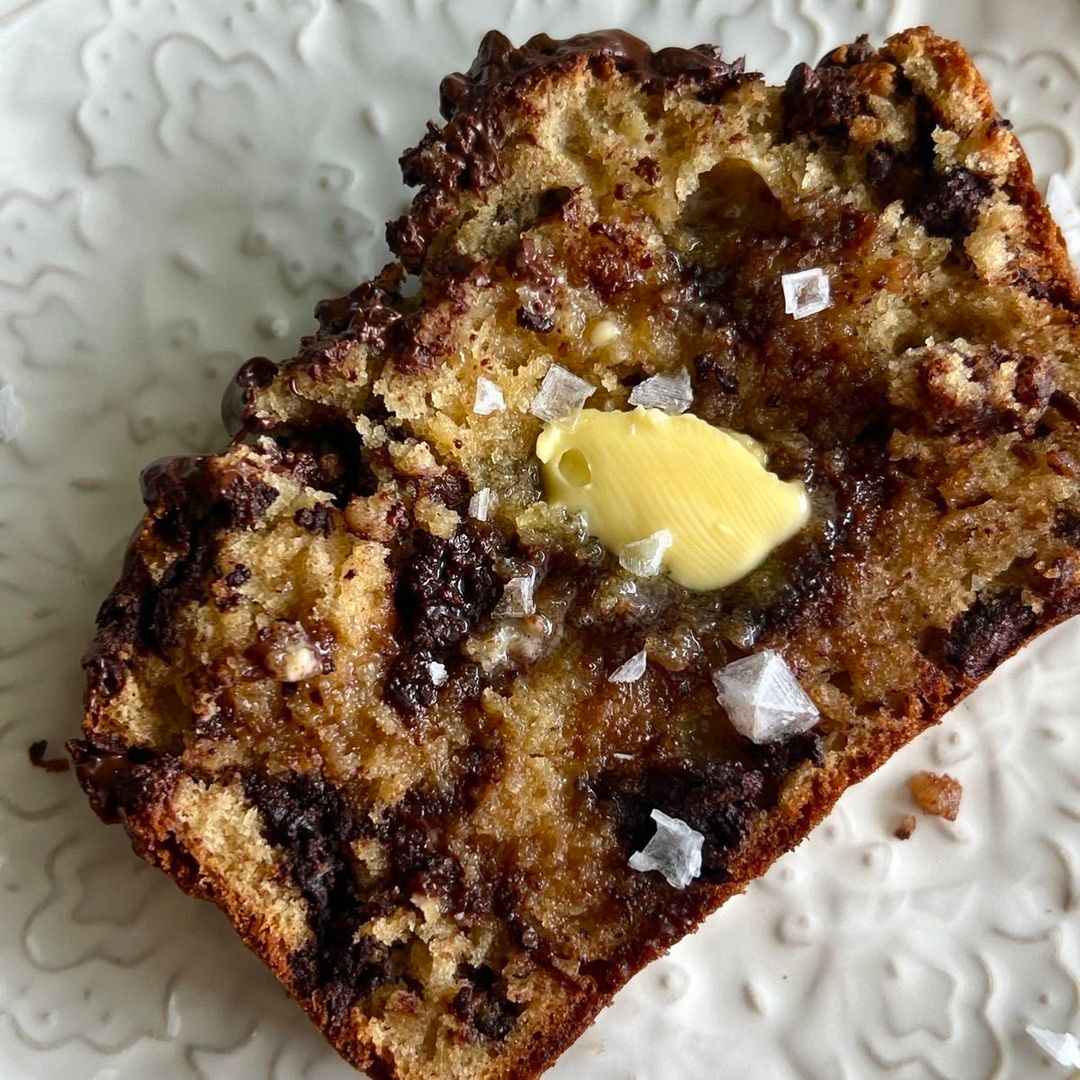 brown butter dark chocolate chip banana bread