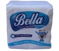 Bella white 100 serviettes