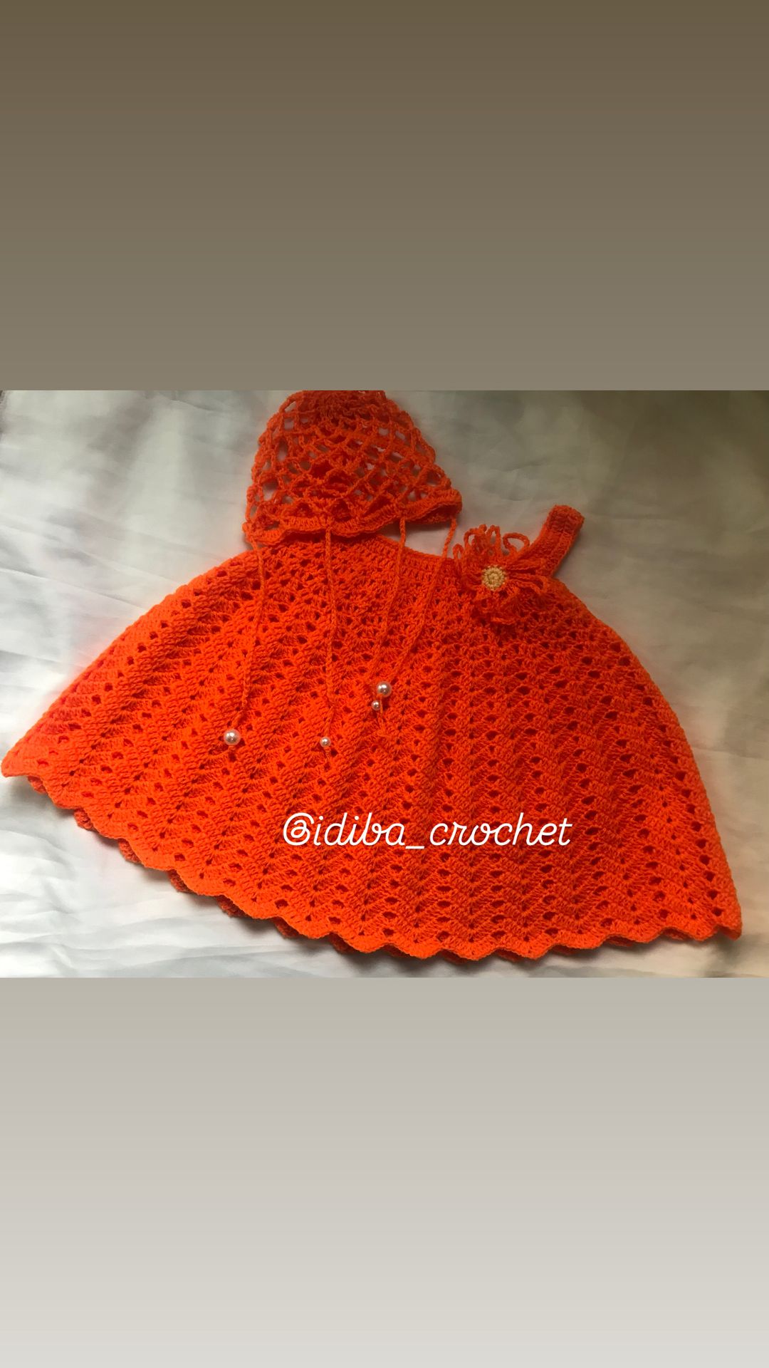 🧡 Robe bébé crochet + bonnet assorti 🧡 (0-6mois)
