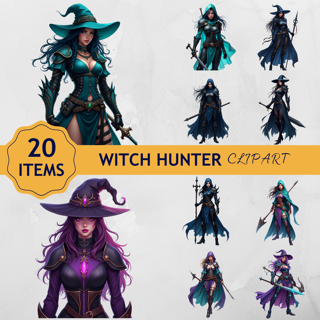Wilin Digital - 20 Clipart Sticker Whatsapp Digital Printable Edisi Witch Hunter