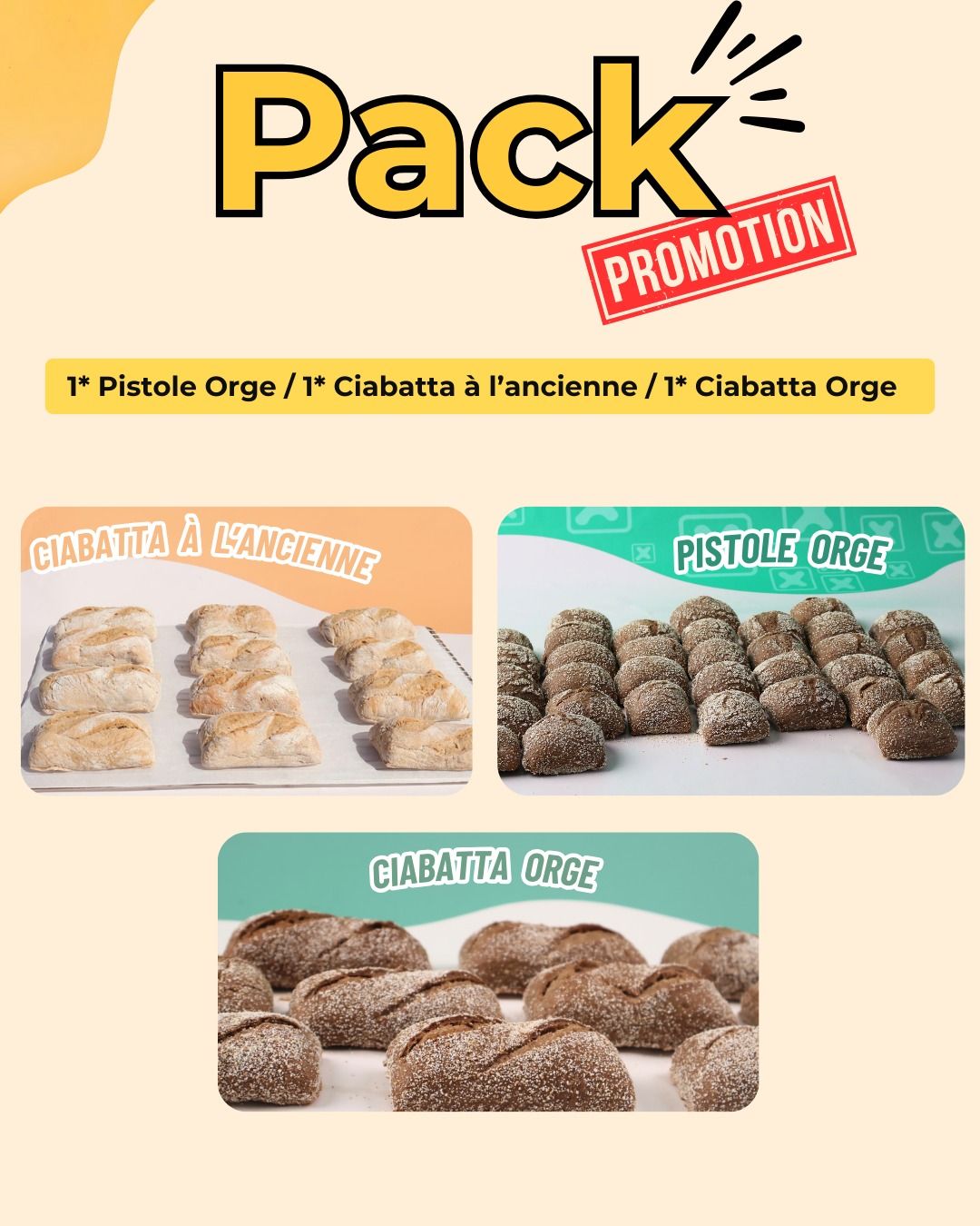 Pack promo pistole / ciabatta - 30 pièces 💘