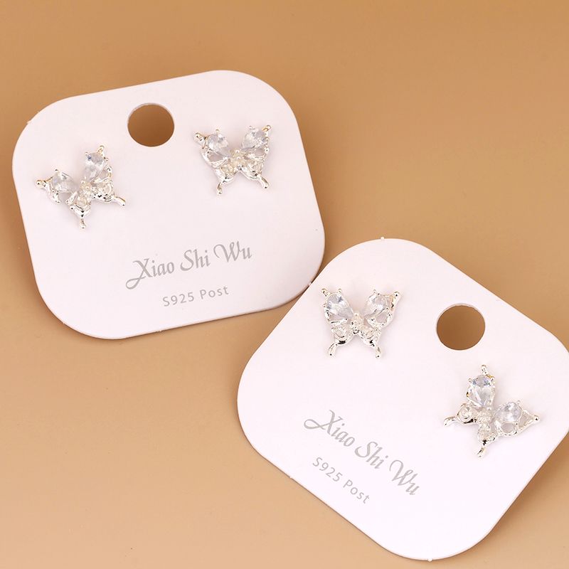 Cyber Red Zircon Butterfly Stud Earrings