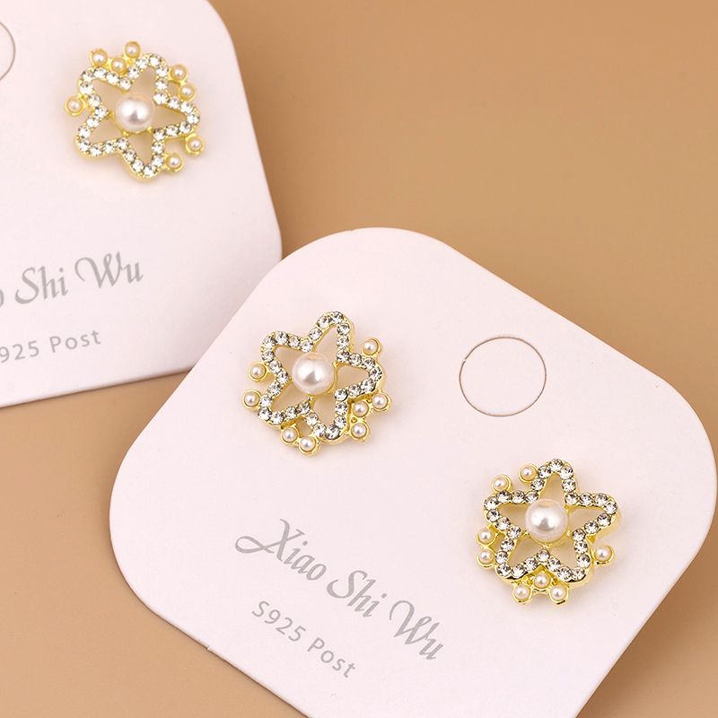 French Pearl Drill Stud Earrings