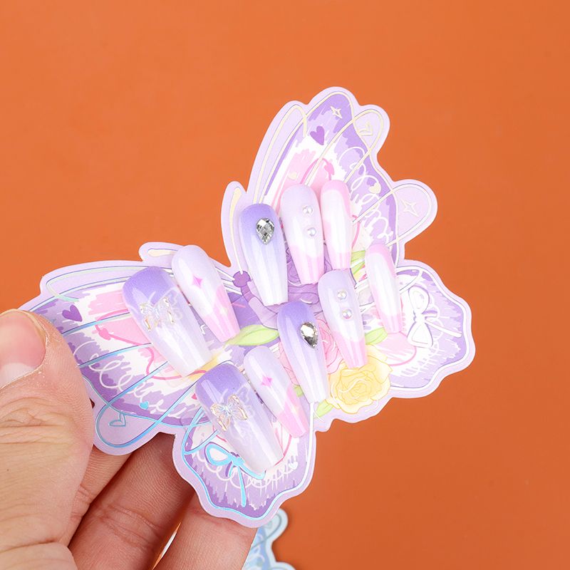 Boxed butterfly point drill long false nails