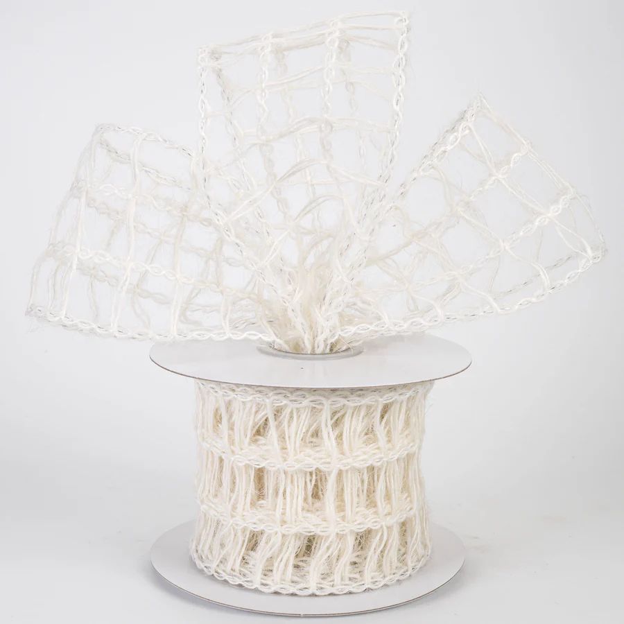 2.5" Open Weave Burlap Jute Ribbon: Ivory (10 Yards)