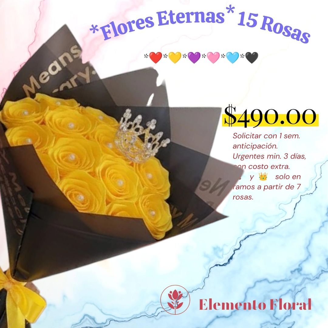 FLORES ETERNAS CON  15 FLORES