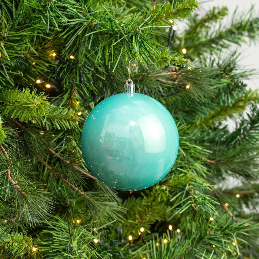100mm Seamless Plastic Ball Ornament: Pearl Ice Blue (Set of 2)