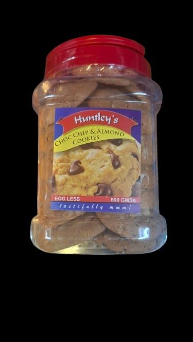 Huntleys choc chip & almond cookies 500g
