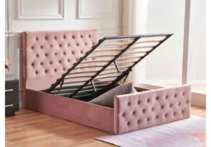 160/200 Lit coffre velours avec diamant JULIA