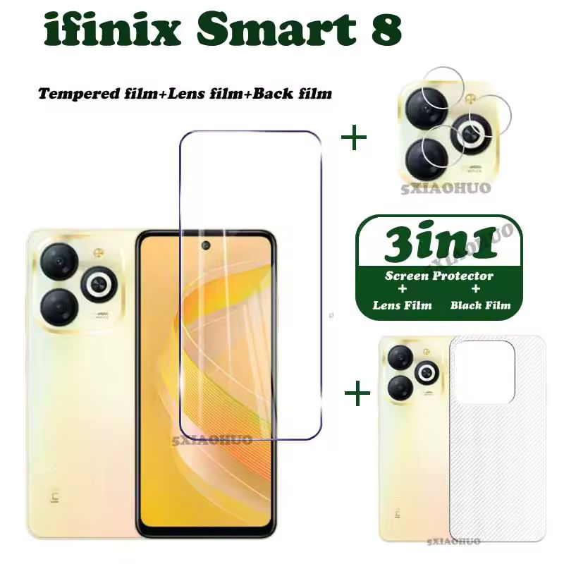 3in1 For infinix Smart 8 Tempered Glass infinix Smart 8 Screen Protector+lens film+back film
