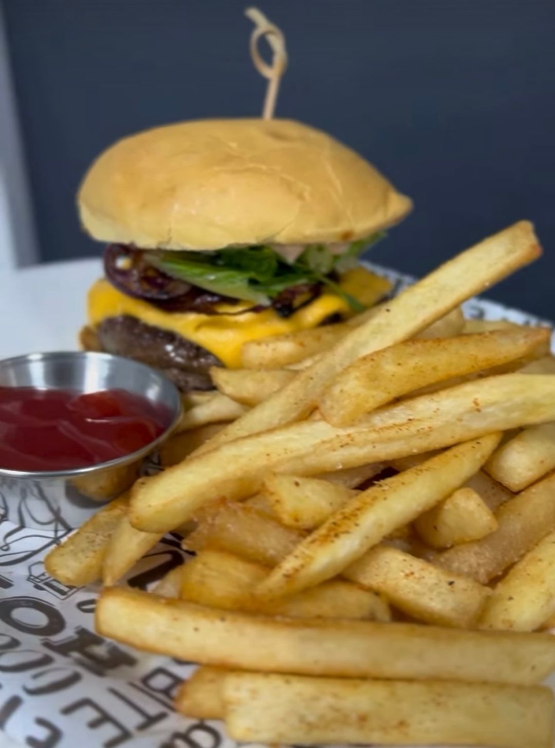 Flava burger w fries 