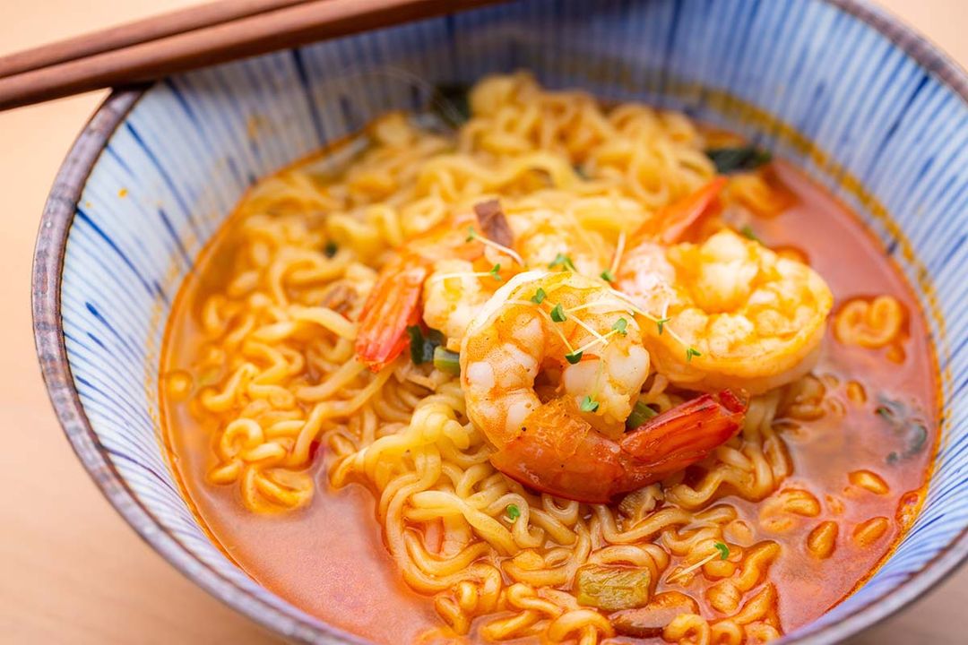 Instant  Soup Noodles with prawns