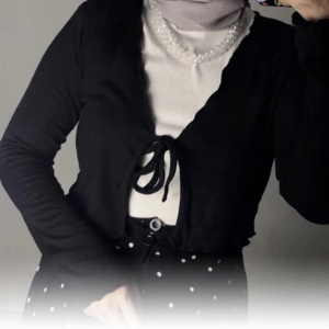 Cardi Wanita Crop Ceyoon Bahan Rib Tebal