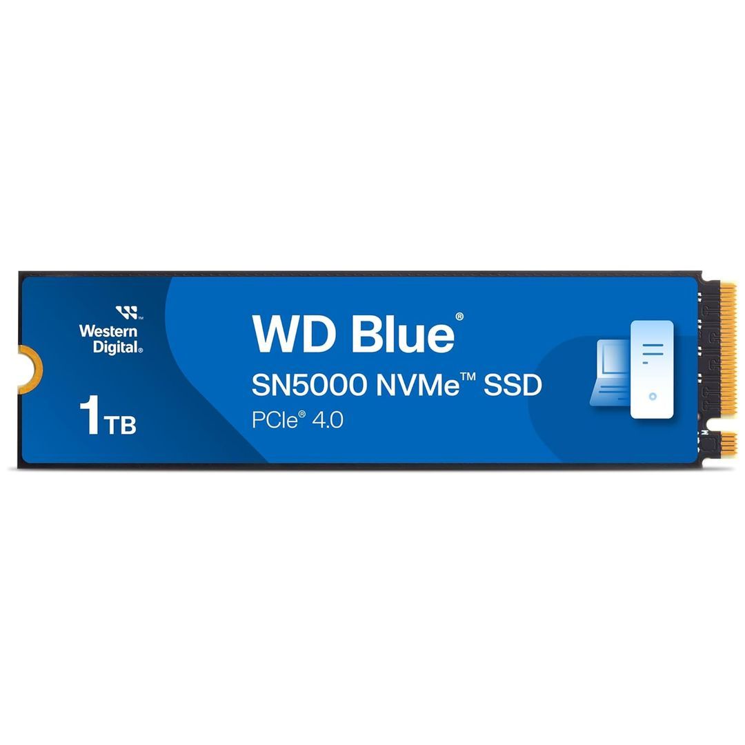 WD Blue 1TB SN5000 NVMe, Upto 5000MB/s R, 5Y Warranty, PCIe Gen 4 NVMe M.2 (2280), Gaming Storage, (SSD) (WDS100T4B0E)