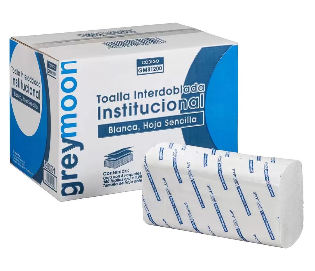 Greymoon Toalla interdoblada institucional, blanco 1200 un