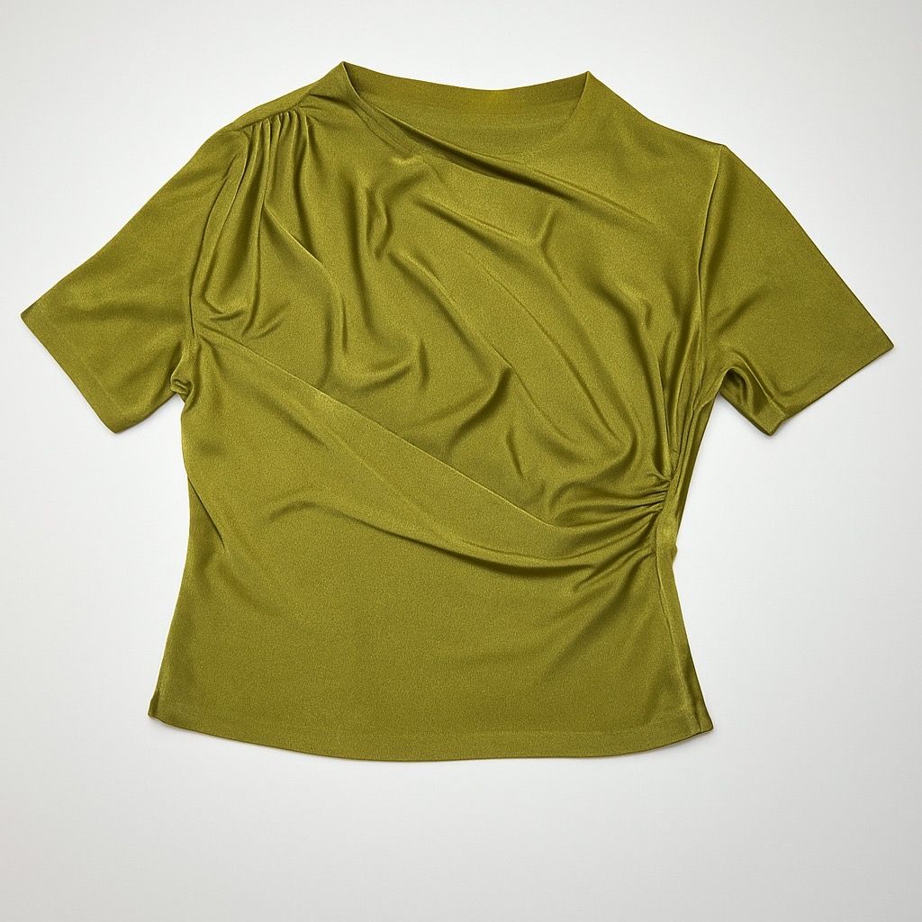 Blusa verde olivo con drapeado lateral - Size M