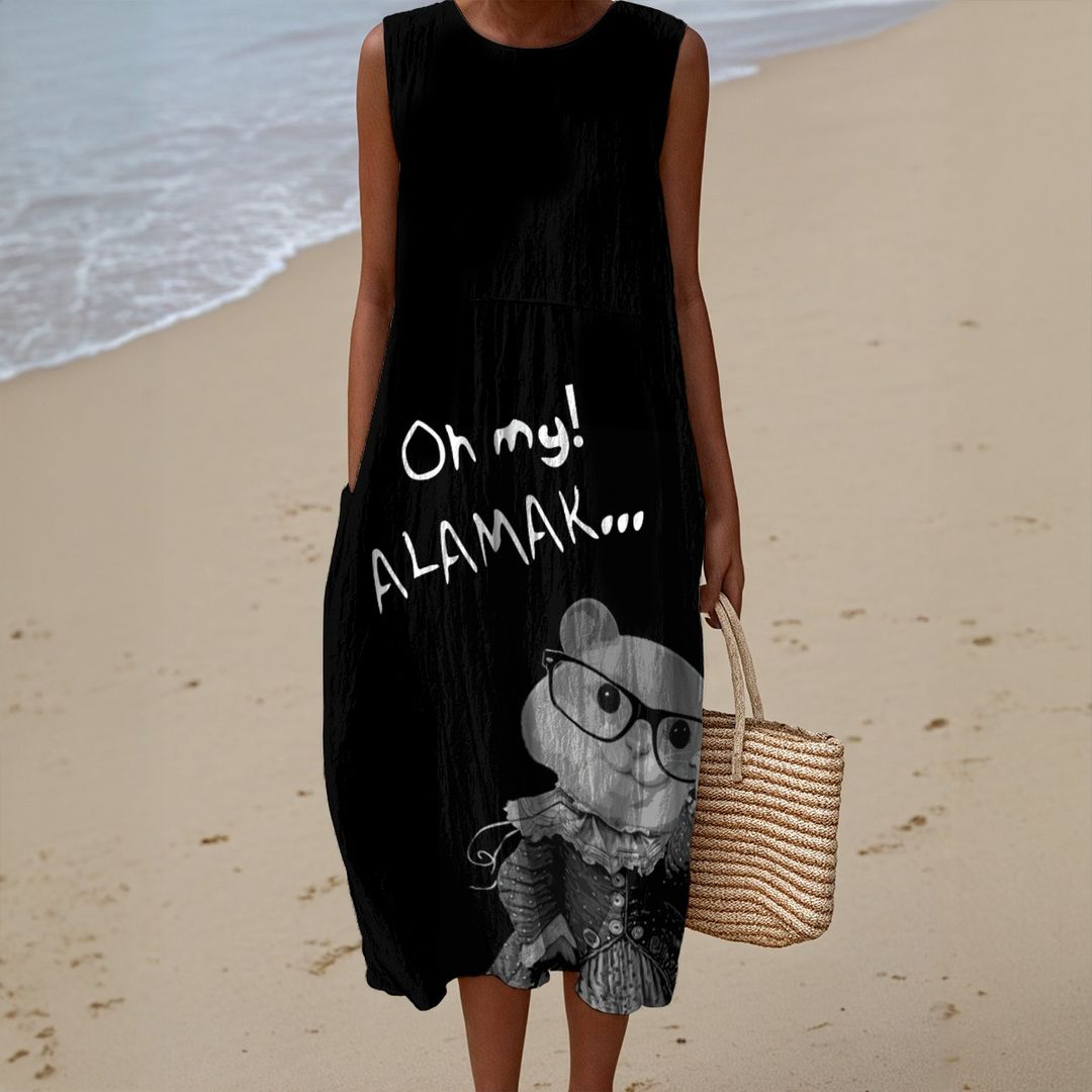 Oh My! Alamak! with Sisi the Hamster — Cotton Maxi Dress
