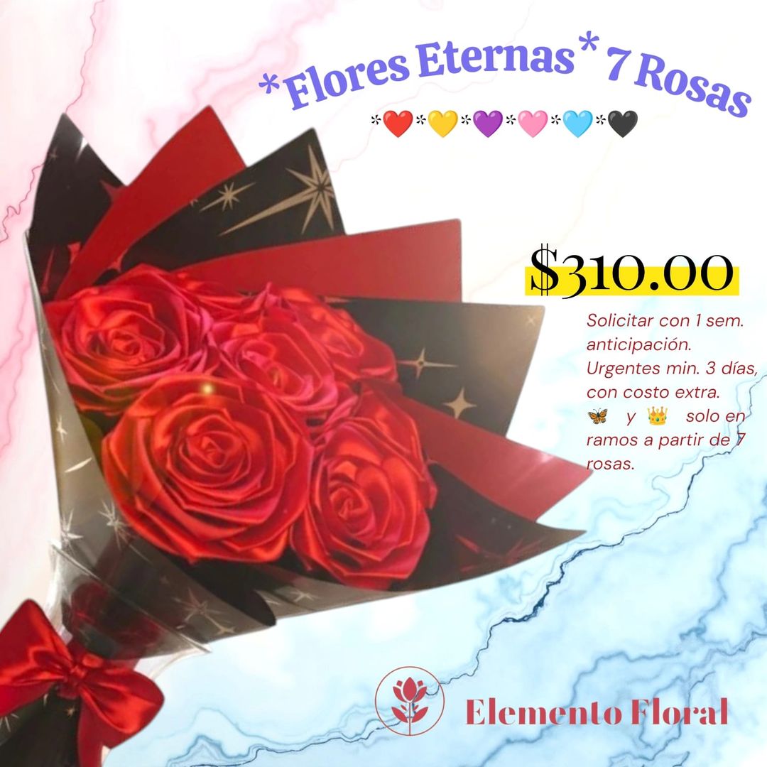FLORES ETERNAS DE 7 ROSAS