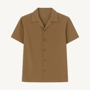 Casual Cedar Brown Collar Linen Shirt for Men GC37
