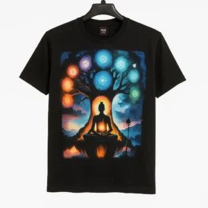 Black T-shirt Featuring a Colorful Graphic Print GC22