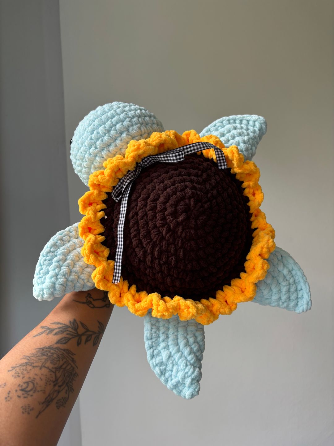 Blue sunflower turtle plushie