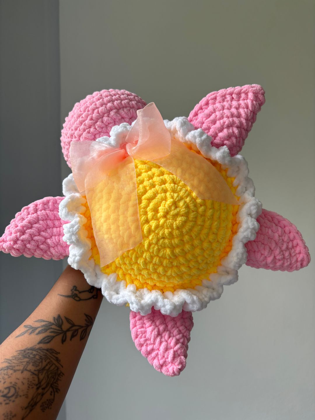 Pink Daisy turtle crochet