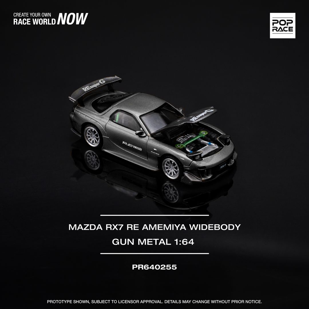 POP RACE MODEL 1/64 MAZDA RX7 RE-AMEMIYA - GUN METAL
