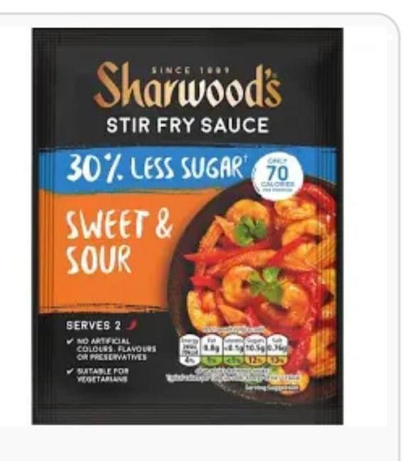 ⭐️REDUCED PRICE⭐️ 3x Sharwoods sweet & sour 30% less sugar salt 12x120g  BBE 31/03/25 