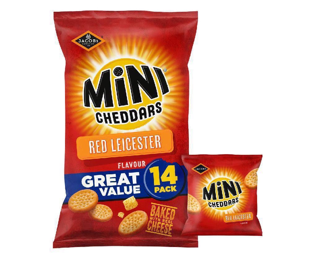 Mini cheddars red Leicester 9x14pk  BBE 29/11/25 