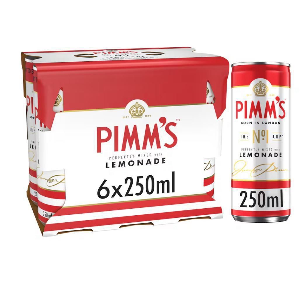 4 cases Pimm’s lemonade 5.4%  6x250ml BBE 31/12/25 