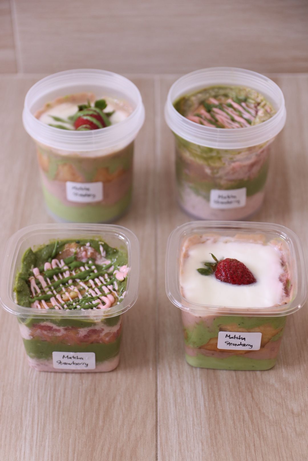 Matcha Strawberry Pudding