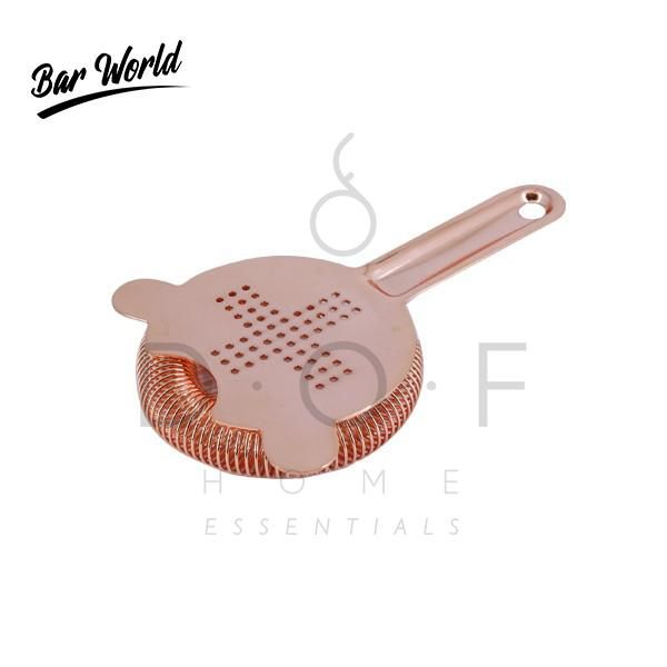 BAR WORLD COPPER PLATED STRAINER WITH CROSSED APERTURES