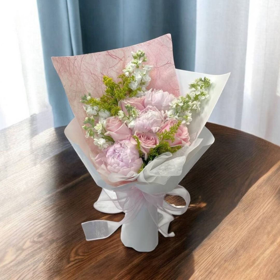 Peony, Roses & Matthiola Bouquet