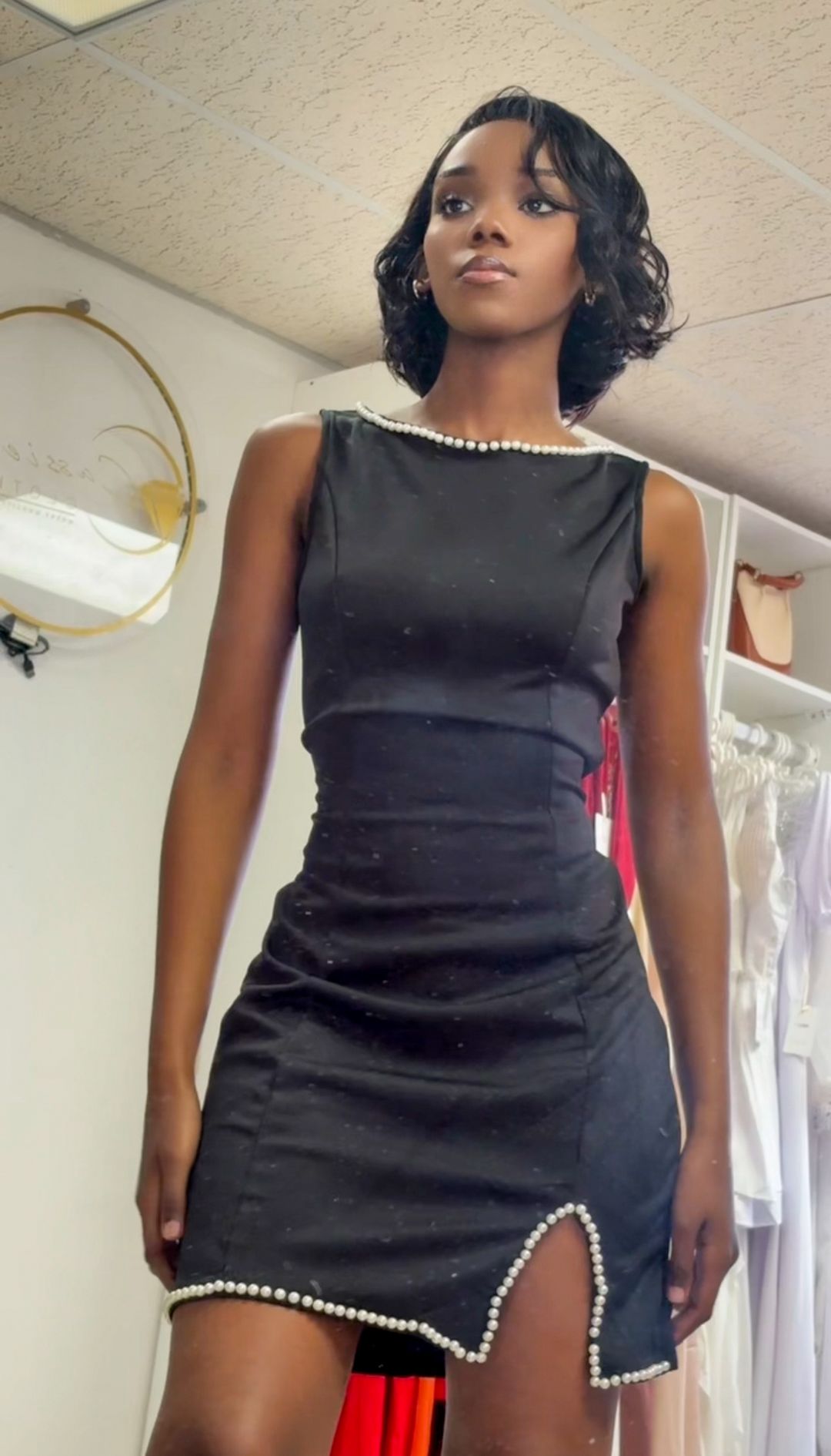 Beaded slit mini
