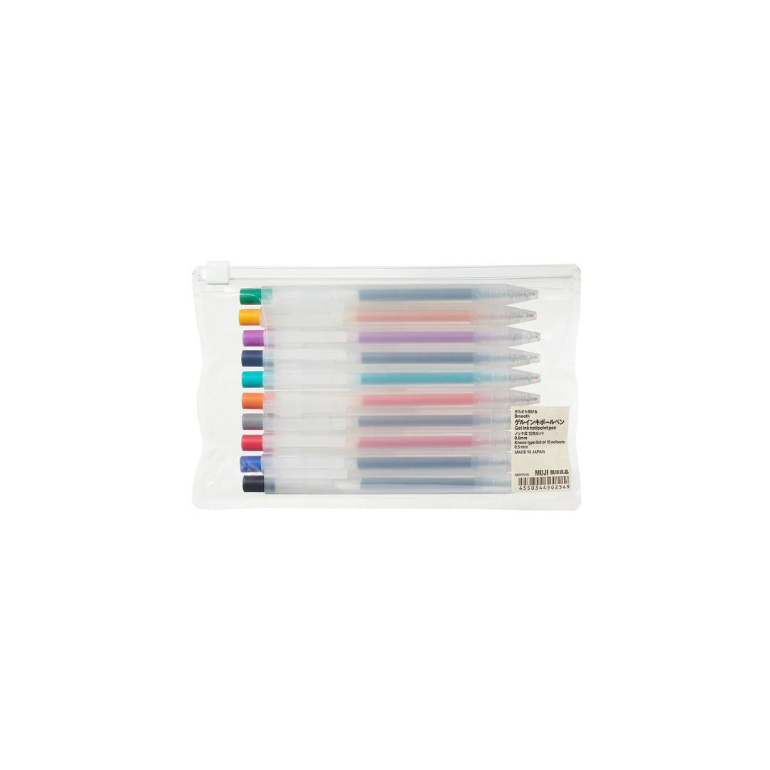 MUJI Smooth Gel Ink Ballpoint Pen Knock Type 0.5mm (10 Colours)