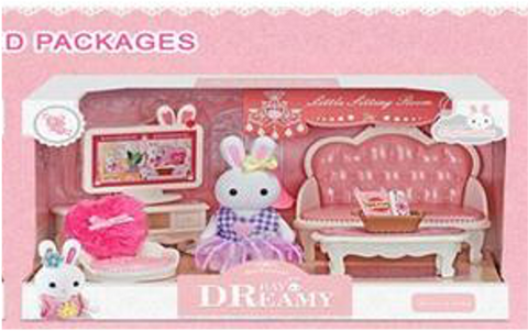 Mini bunny lounge playset