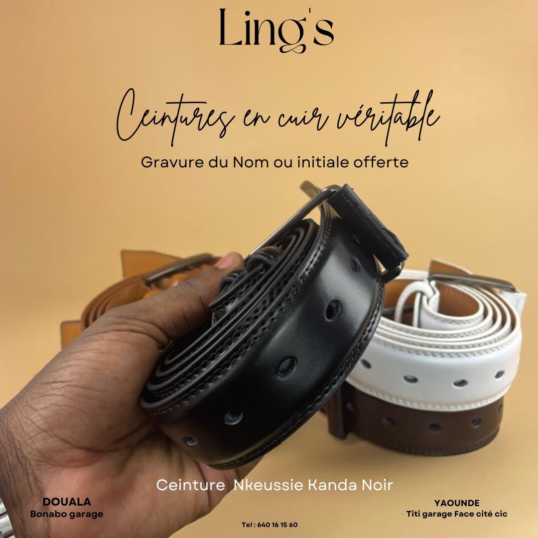 Ceinture en cuir Nkeussie noire