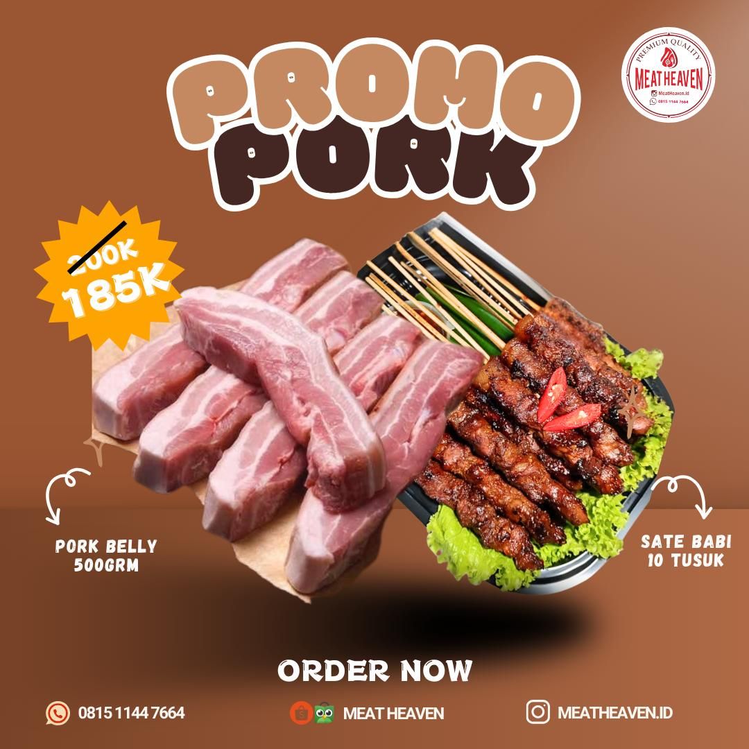 Promo Pork Belly 2.5cm + Sate Babi Bali ( 10 Tusuk)