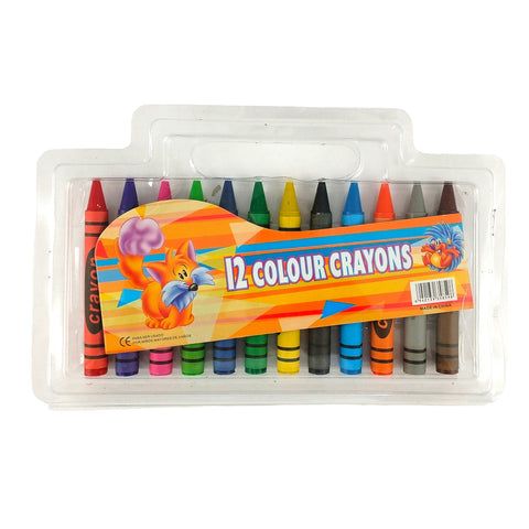 12pc crayons in clear case