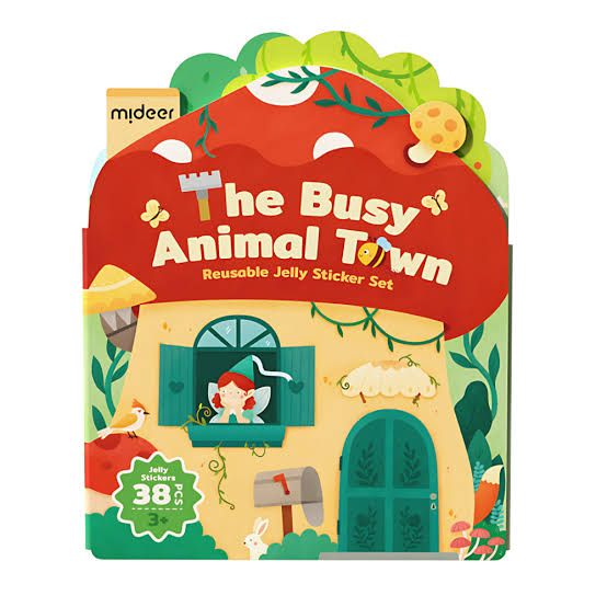 Mideer – Reusable Jelly Sticker Set – The Busy Animal Town – 38pcs