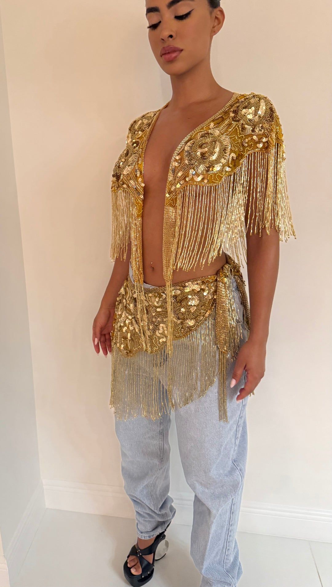 Golden Sequin Fringe 2 peace set Flextrade.shop