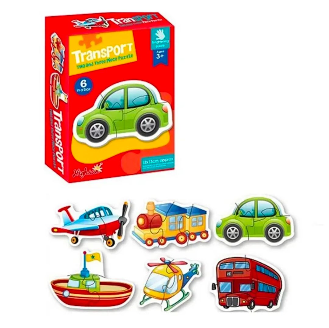 6 in 1 puzzle box - Transport (2 & 3pcs)