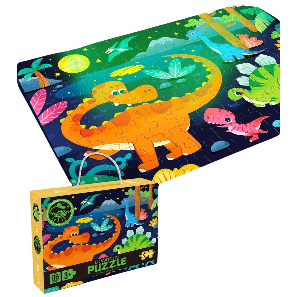 Jumbo luminous floor puzzle - Dinosaurs (96pcs)