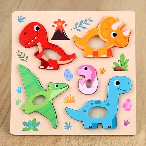 Wooden chunky grip toddler puzzle - Dinosaurs