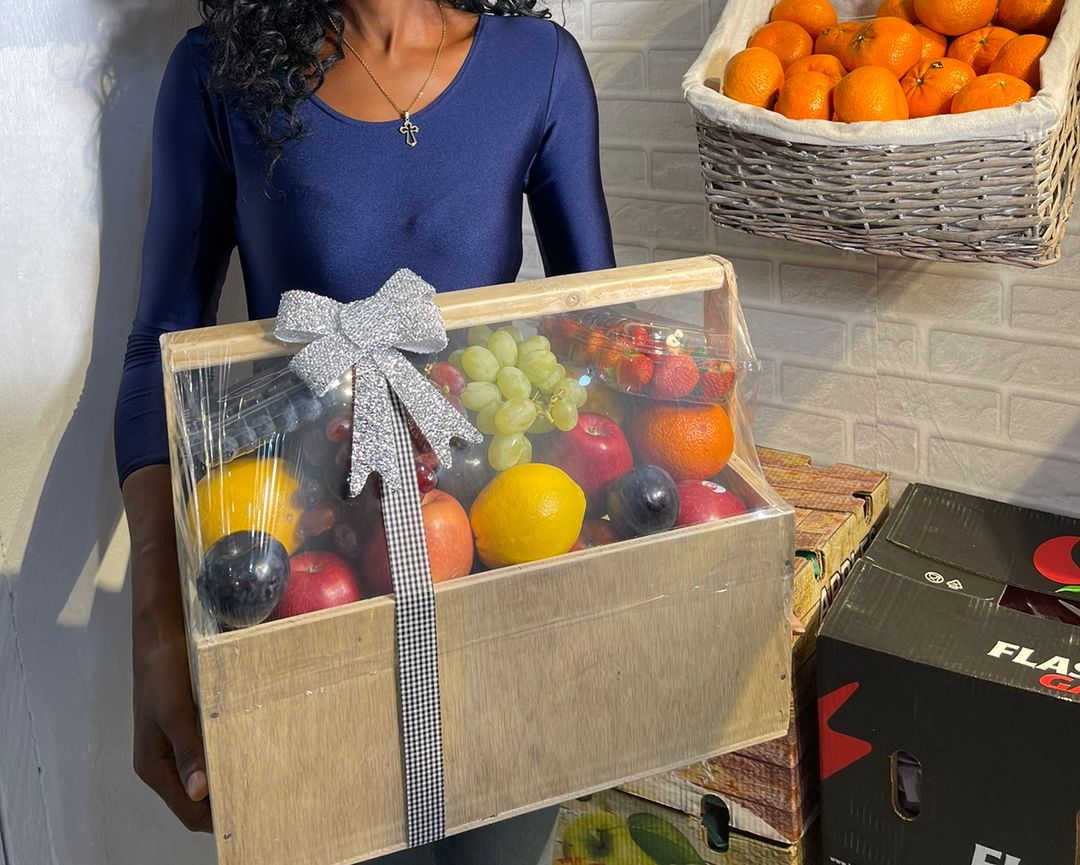 Fruits in a wooden box 