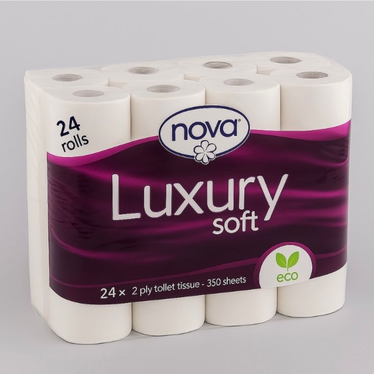 24 Rolls - Nova Luxury Paper 350 Sheets Luxury Soft 2 Ply