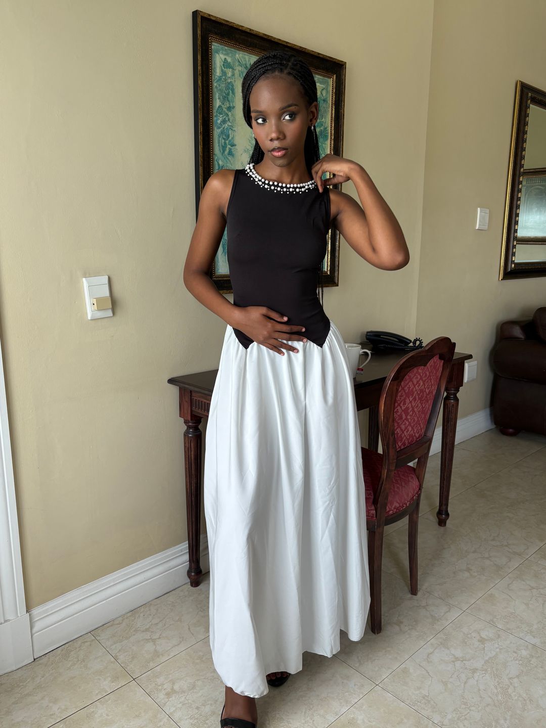 Beaded monochrome Maxi