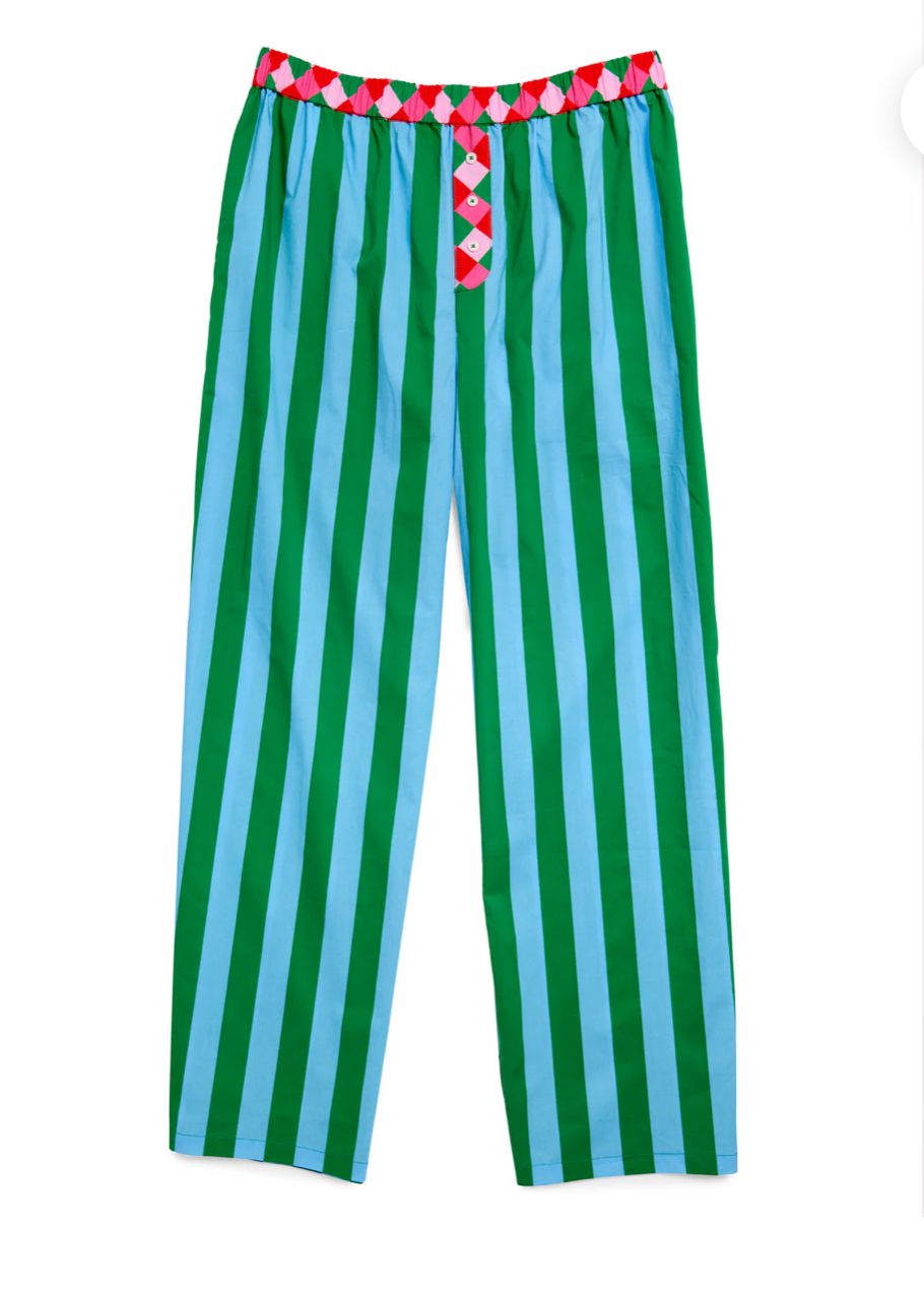 Green festive striped boxer pant