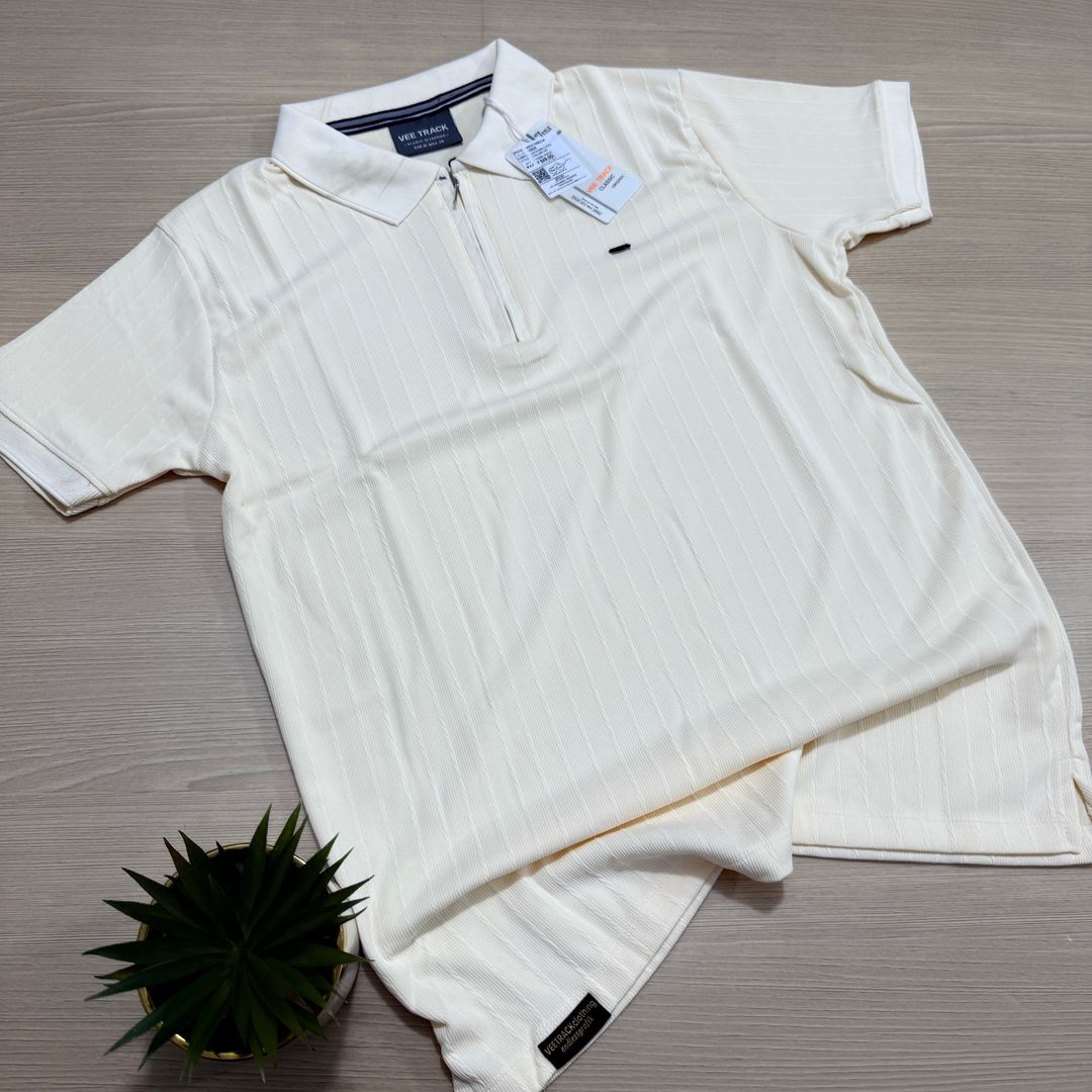 VEE TRACK ZIP COLLAR SET - CREAM