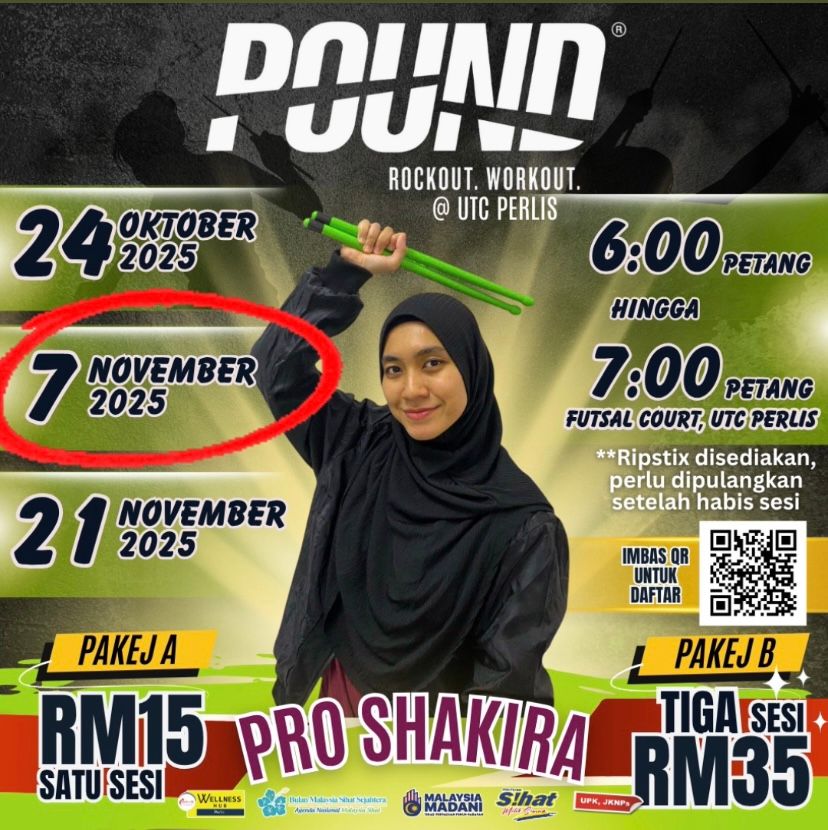 POUNDFIT UTC KANGAR, PERLIS (JUMAAT, 7 NOVEMBER 2025) 6-7 PM